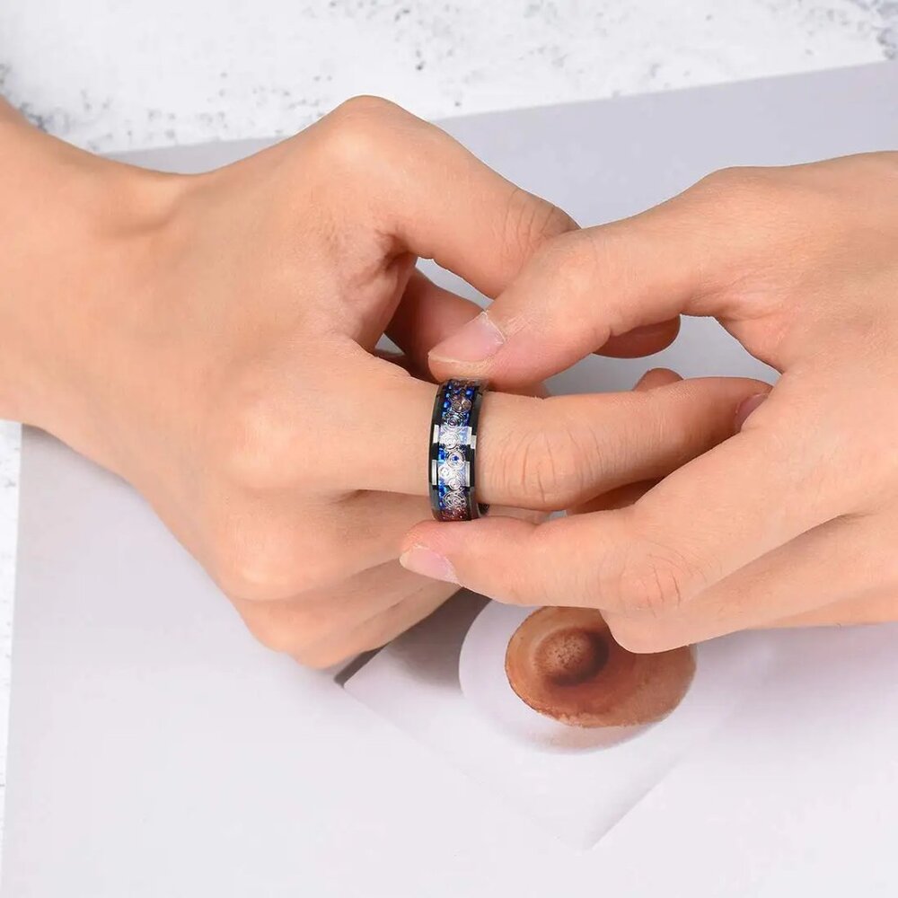 NWOT Vintage Men Wedding Ring Sliver Quality Stylish Titanium y2k Ring Size 11